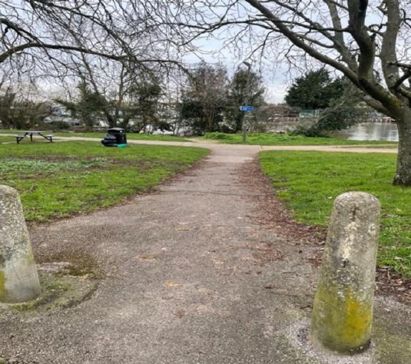 Boulders on path