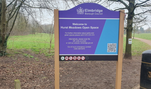 New open space sign at Hurst Meadows