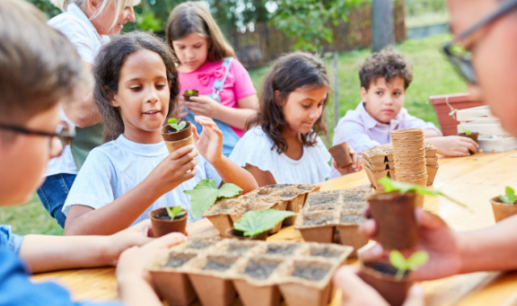 Children gardening