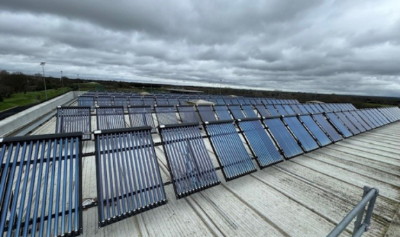 Solar thermal panels at the Xcel Sport Hub