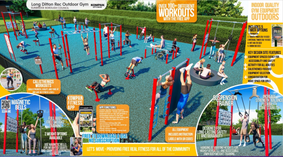 Calisthenics equipment in Long Ditton recreation ground