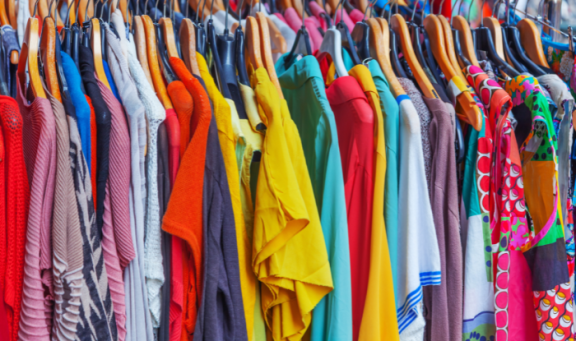 Clothes in wardrobe
