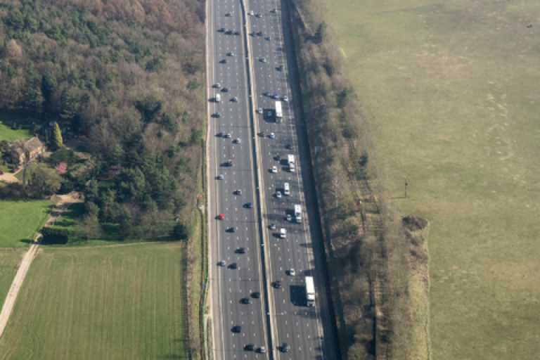A motorway with cars.