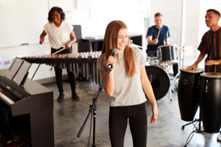 A band practicing