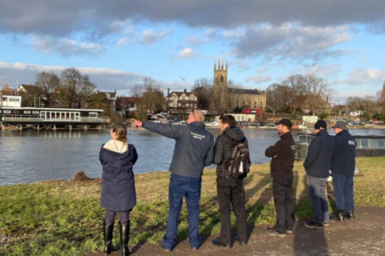 Environment Agency assessing the riverside in Elmbridge