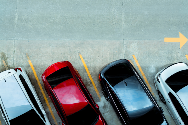 Car park with cars in bays