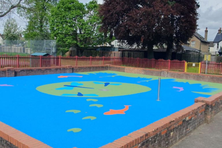 Splash pad in Hersham recreation ground