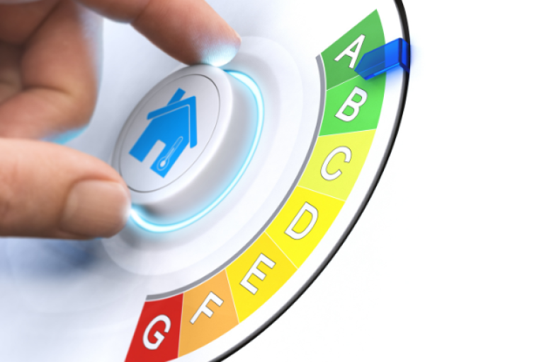 An EPC dial with ratings A to G being turned down to A