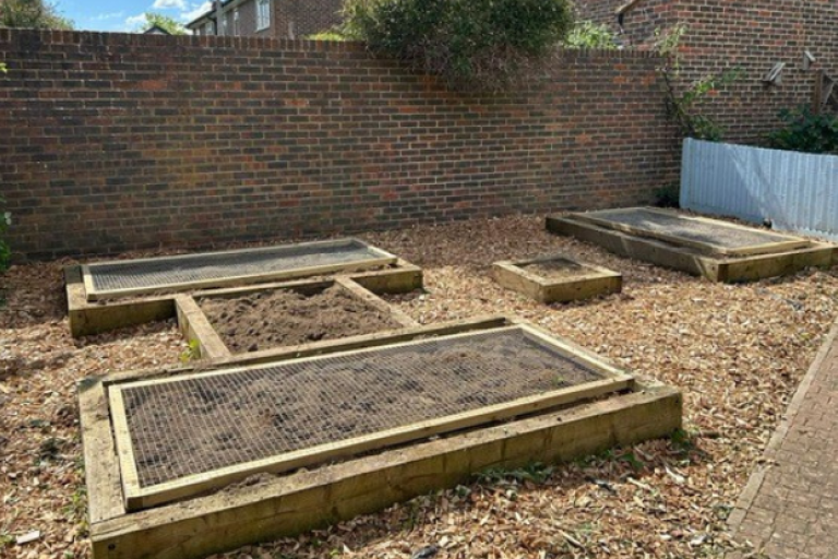 Vegetable beds at community garden