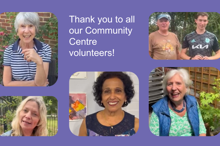 Collage of Community Centre Volunteers with the caption 'thank you to our community centre volunteers!' 