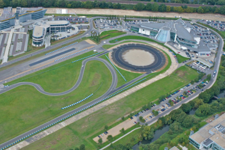 Aerial view of Mercedes Benz World in Weybridge