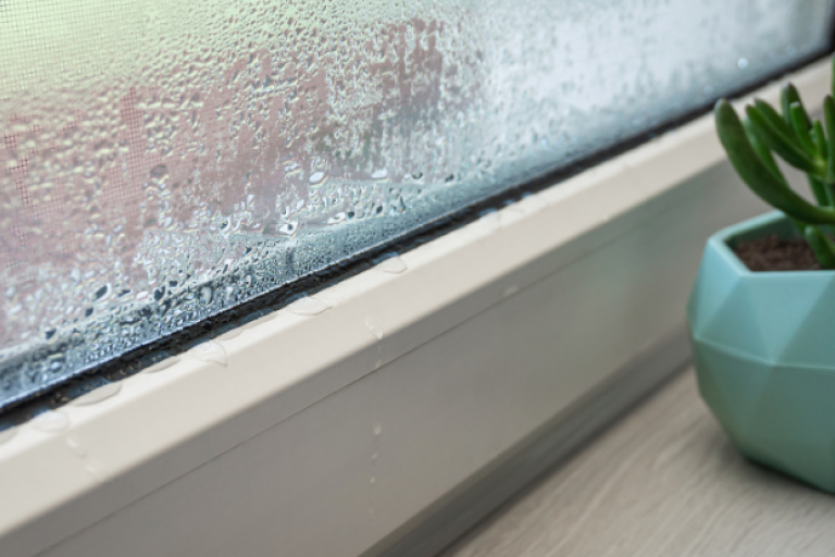 Window covered in condensation