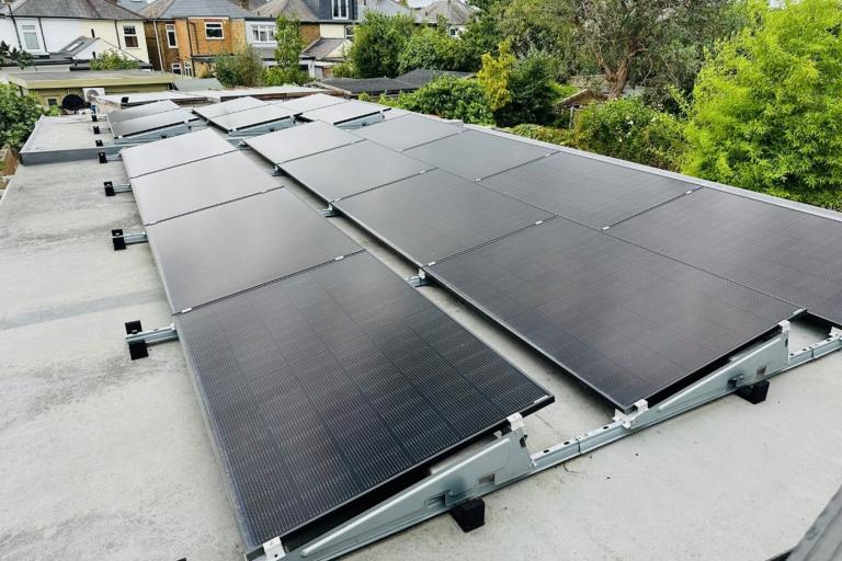 Solar panels on flat roof