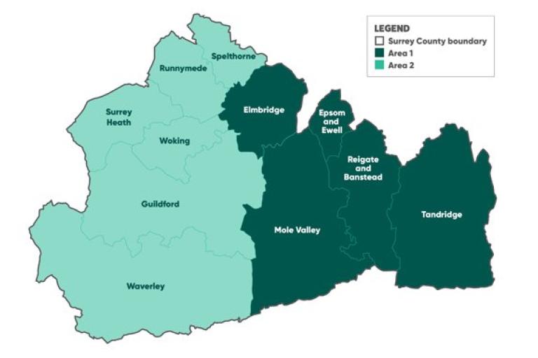map showing east west split