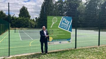 Cllr Simon Waugh at Civic Centre Parks Tennis courts