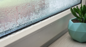 Window covered in condensation