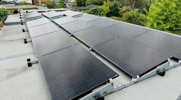 Solar panels on flat roof