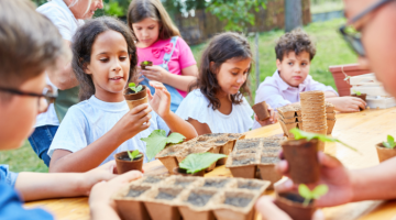 Children gardening