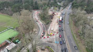 Arial view of A245 approach to Seven Hills Junction