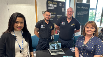 Representatives from DWP, the Royal Navy and EBC at the jobs fair