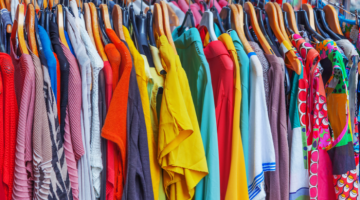 Clothes in wardrobe