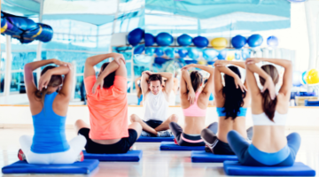 People in a yoga lesson at leisure centre